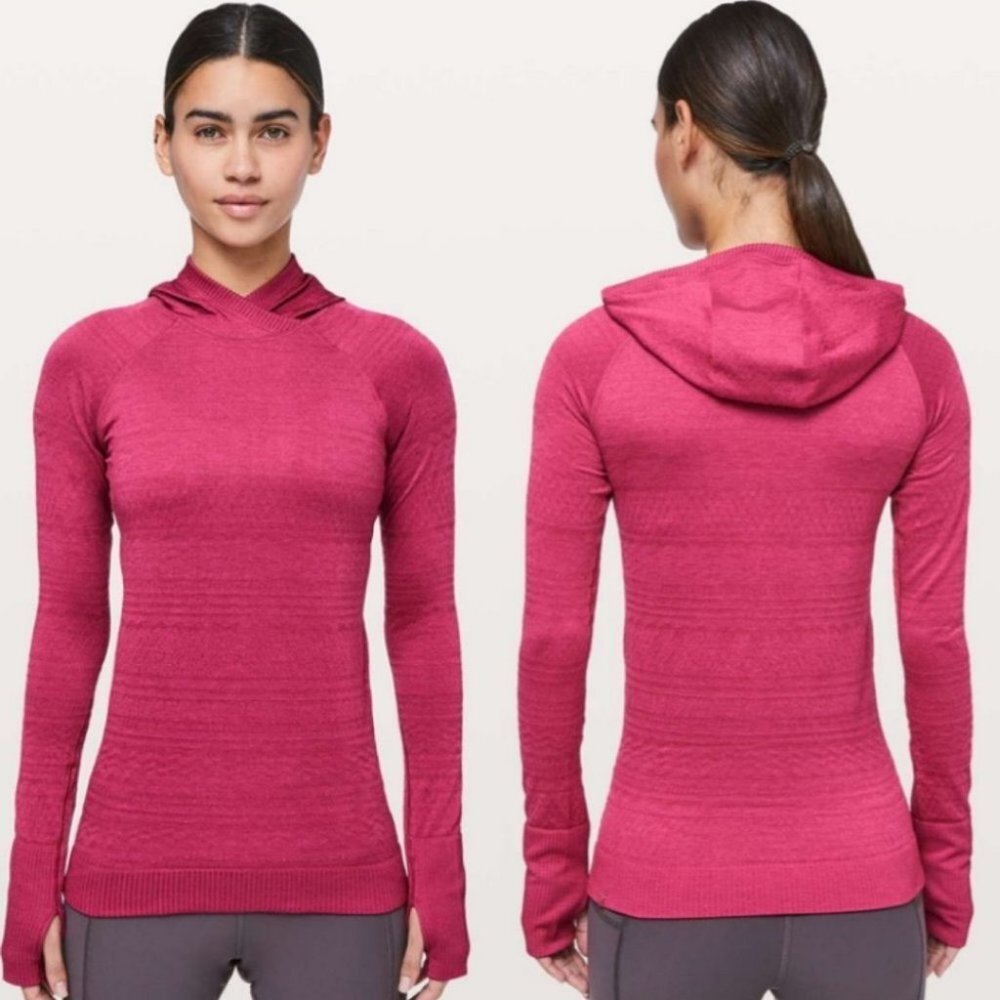 Lululemon‎ Rest Less Winter Running Hoodie Size 4 Textured Sweat Wicking Run Top